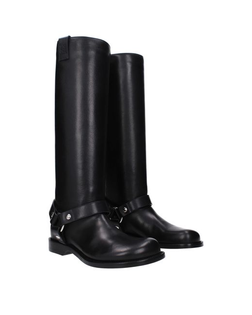 Loewe Black Stivali Campo Biker Donna Pelle Nero