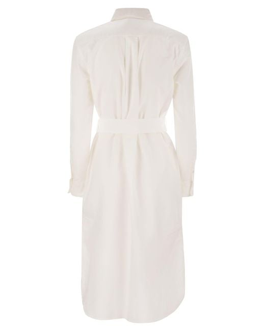 Polo Ralph Lauren White Cotton Chemisier With Belt