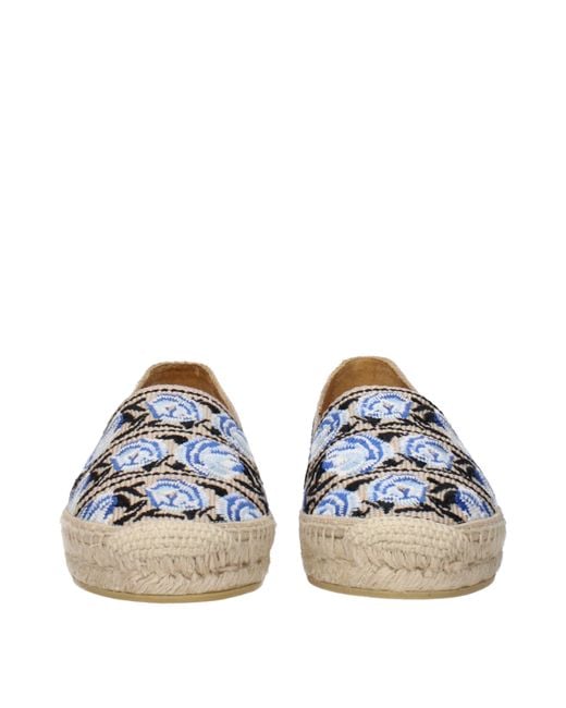 Prada Blue Espadrilles With Print And Rubber Sole