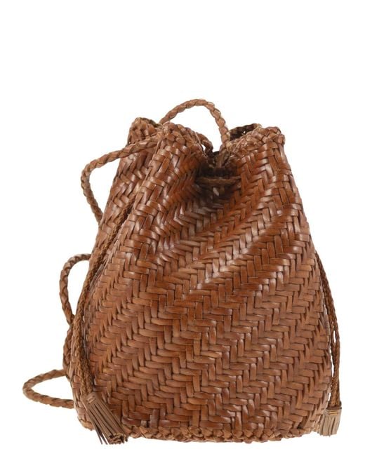 Dragon Brown Pompom Woven Bag