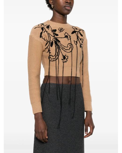 Max Mara Natural Bestickter Pullover