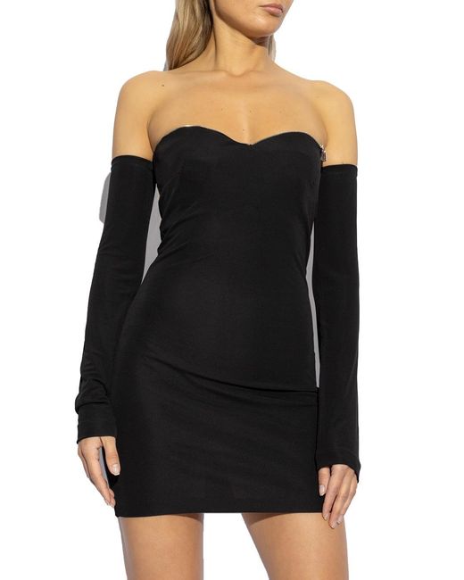 DSquared² Black Off-Shoulder Mini Dress