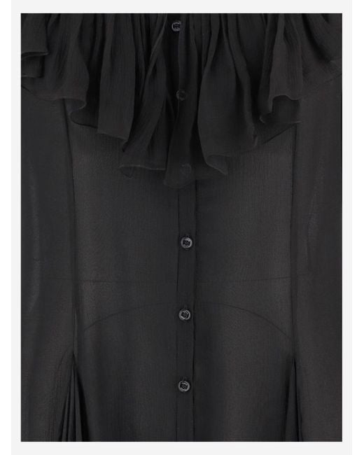 Chloé Uitlopende Mini-jurk Van Zijden Mousseline in het Black