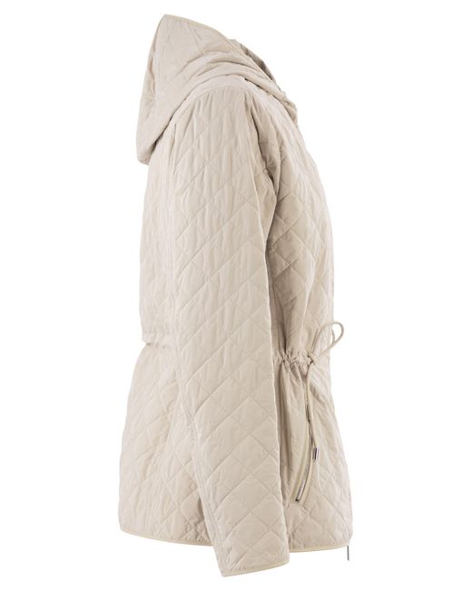 Moorer Natural Quilted Hooded Jacket With Adjustable Waist