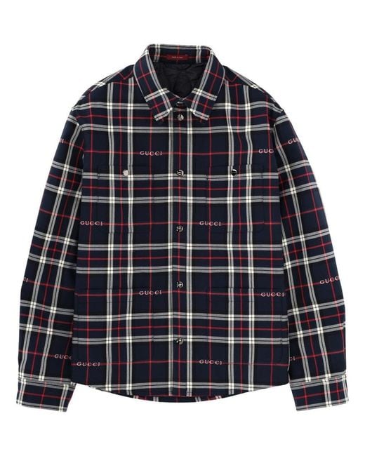 Gucci Blue Overshirt With Logo for men