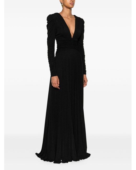 Elisabetta Franchi Black Langes Kleid mit V-Ausschnitt