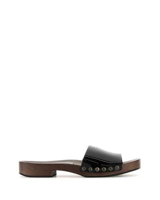 Miu Miu Black Leather Clogs