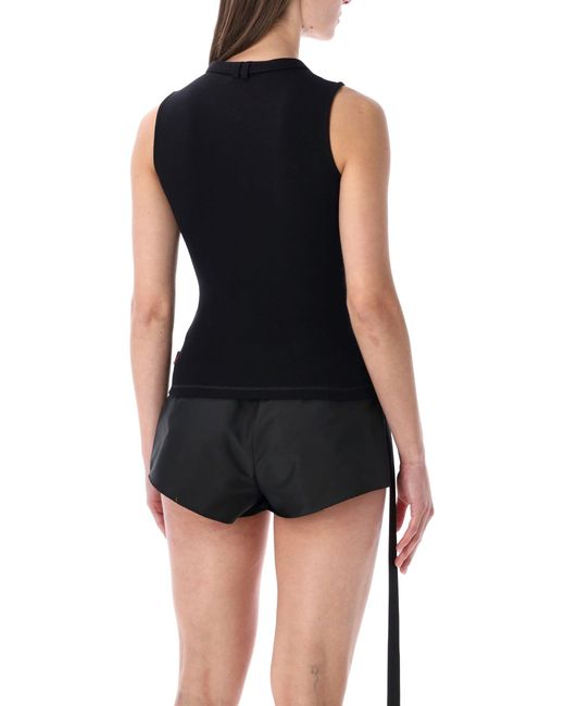 DIESEL Black T-Iara Sleeveless Ribbed Cotton Top