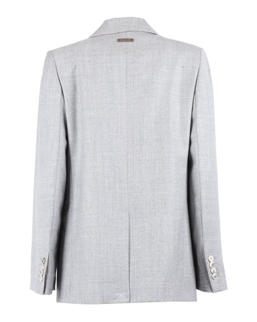 Peserico Gray Tailored Jacket With Notched Lapels