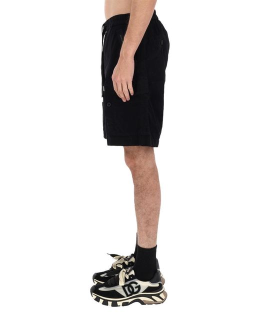 Dolce & Gabbana Black Shorts Drawstring Cotton Blend for men