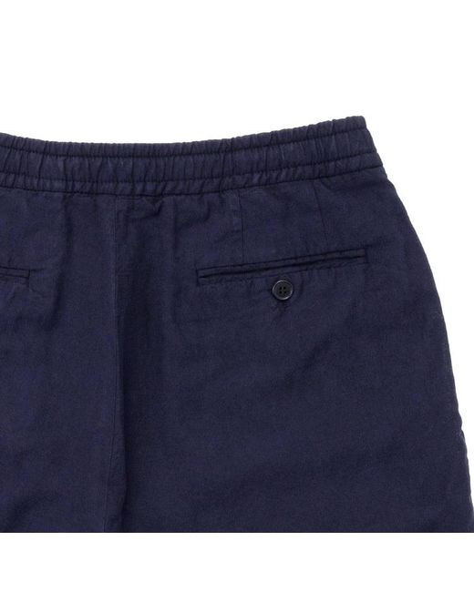Officine Generale Blue Adjustable Grosgrain Drawstring Shorts for men