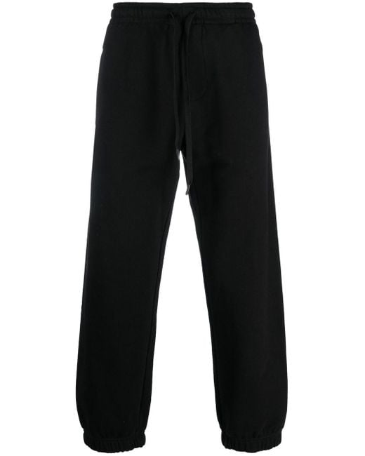 Versace Jeans Couture Black Logo-Print Track Pants for men