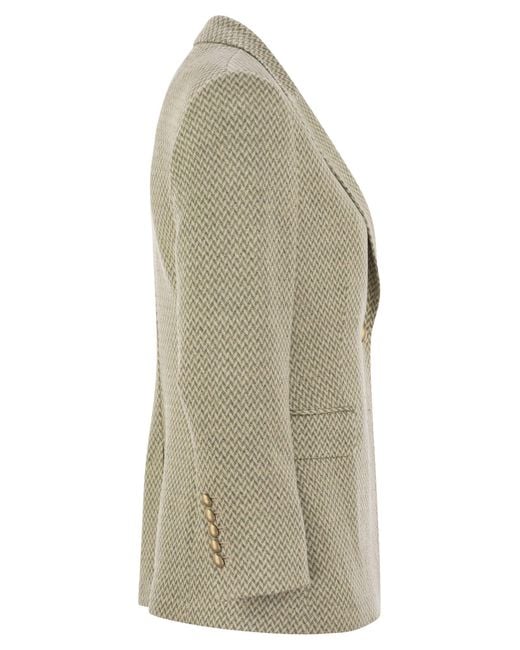 SAULINA Natural Angelica Herringbone Two Button Blazer