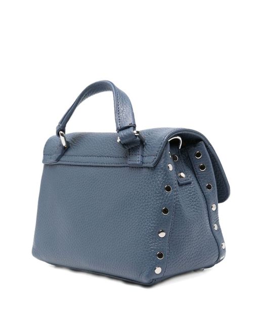 Zanellato Postina Dagelijkse Babyleer Handtas in het Blue