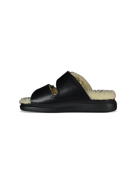 Alexander McQueen Black Shearling-Lined Slides