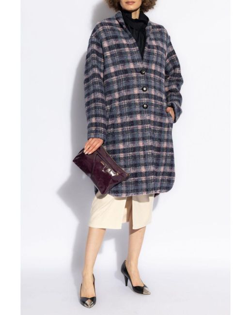 Isabel Marant Blue Gabriel Wool Blend Coat