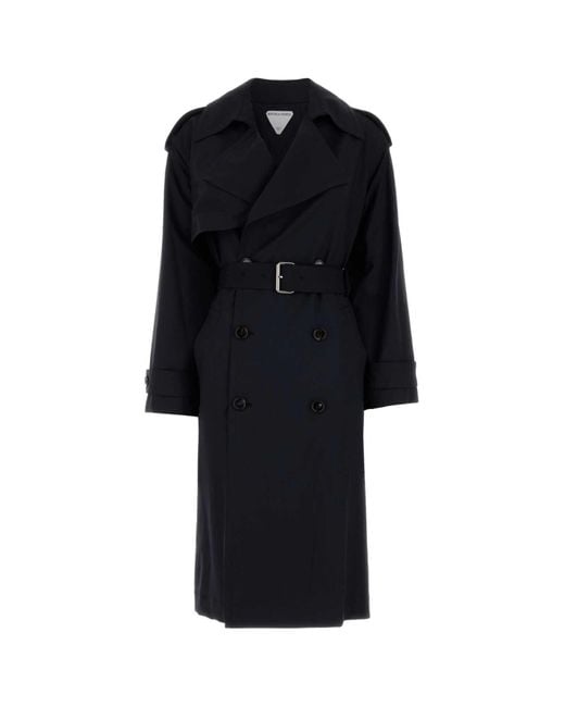 Bottega Veneta Black Wool Trench Coat