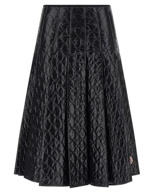 Moncler Gray Laqué Nylon Skirt