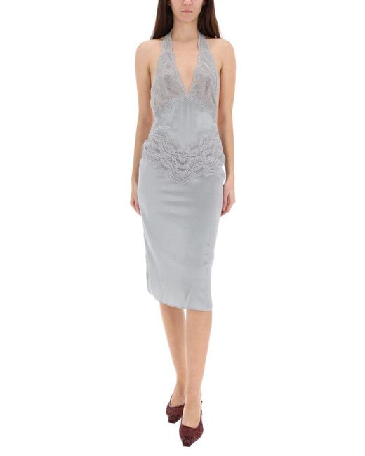 Gucci Gray Silk Satin Dress
