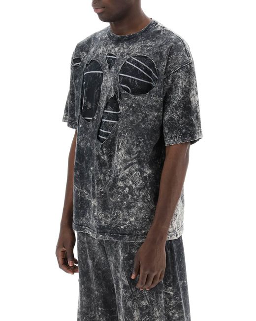 T-shirt détruit avec de la peau DIESEL pour homme en coloris Gray