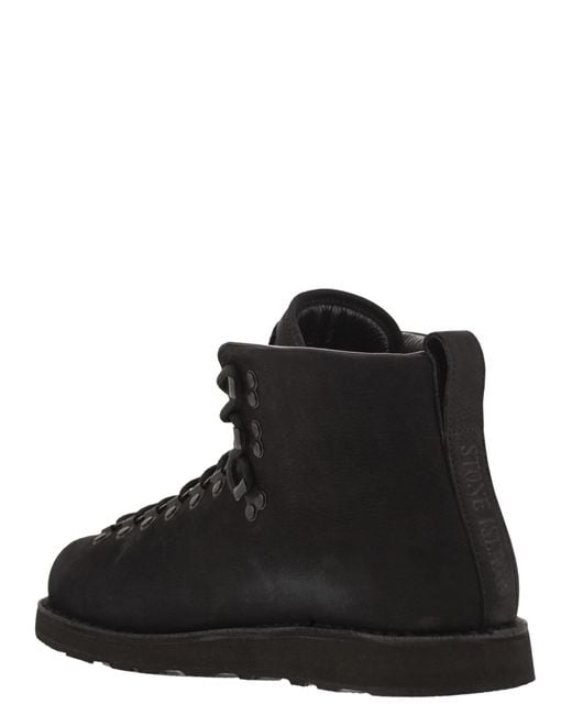 Stone Island Black Boot With Rubber Sole And Cushioning for men