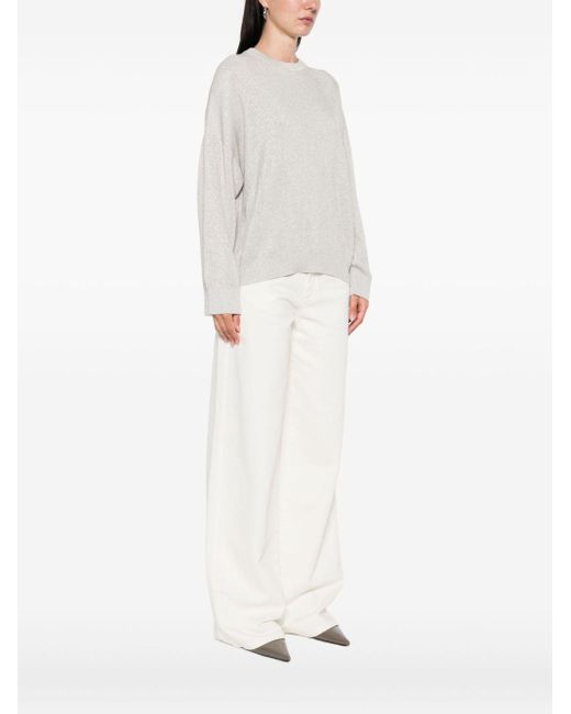 Brunello Cucinelli White Cotton Crewneck Sweater