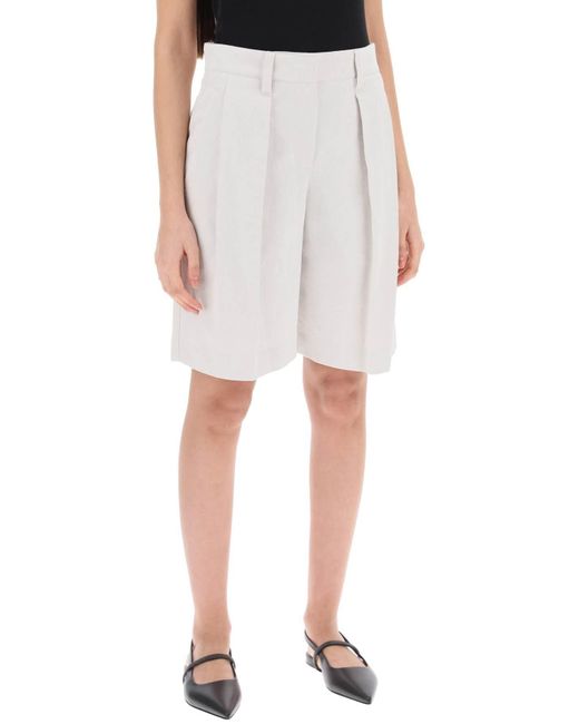 Brunello Cucinelli White Baumwoll -Leinen Shorts