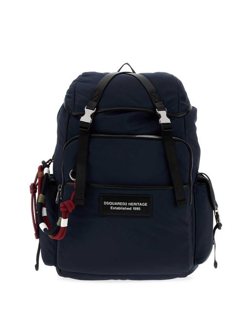 DSquared² Blue Dsquared Fabric Backpack for men