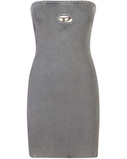 DIESEL Gray Stretch Baumwollmix Mini-Kleid