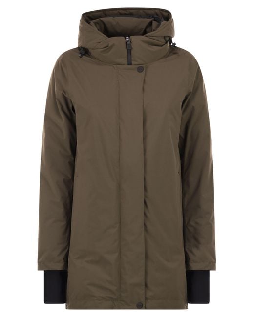 Herno Green A Shaped Down Jacket With Hood, 2 Layers