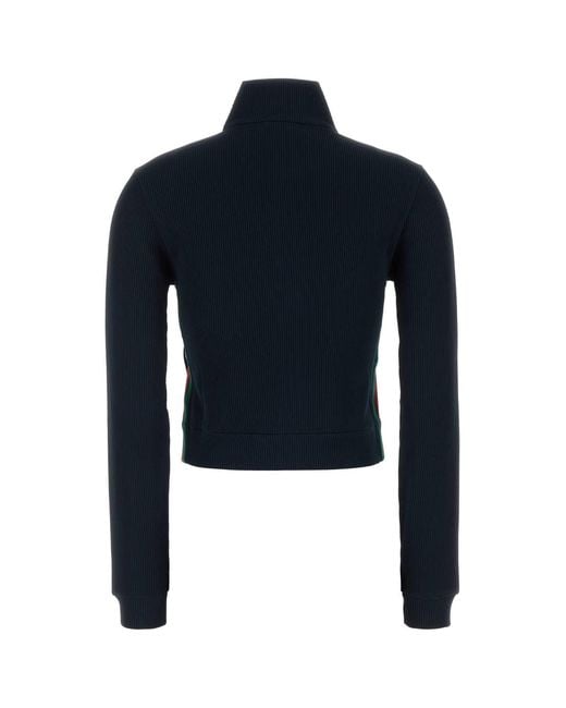 Gucci Blue Textured Mock Collar Sweatshirt