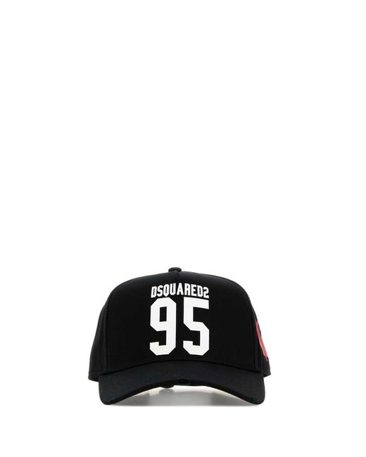 DSquared² Black Cotton Baseball Cap for men