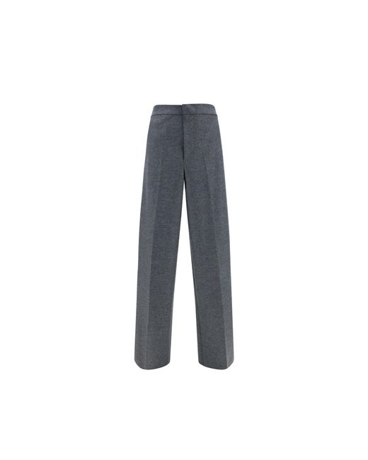 Jil Sander Blue High-Waisted Tailored Wool Pants for men