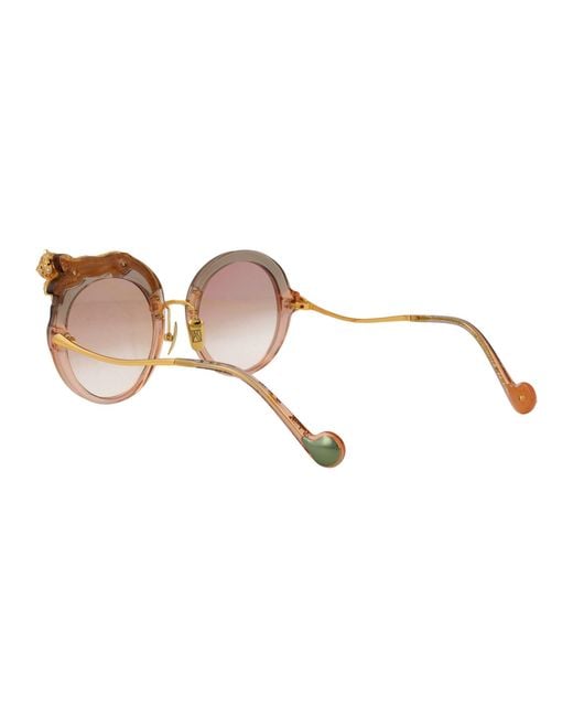 Anna Karin Karlsson Natural Round Sunglasses Rose Et La Roue Crystal Tobacco