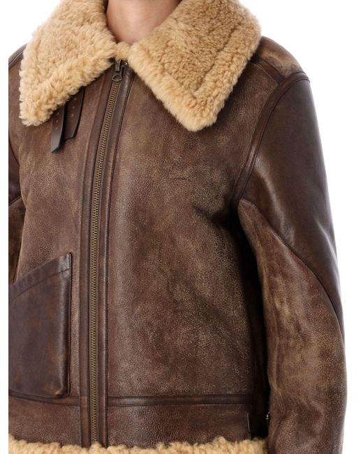 Ralph Lauren Brown Shearling Aviator Jacket
