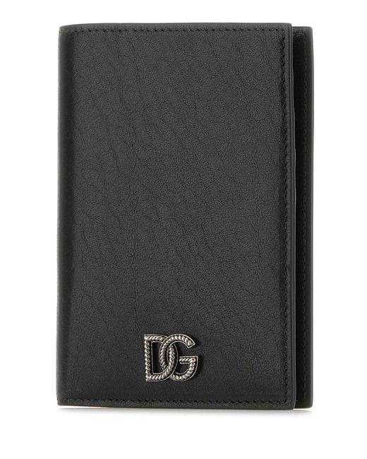 Dolce & Gabbana Black Leather Passport Holder for men