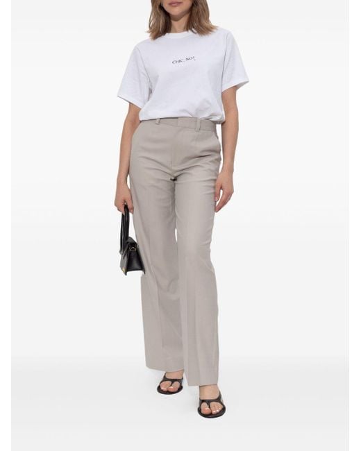 Victoria Beckham Gray Tailored Trousers With Front Fastening