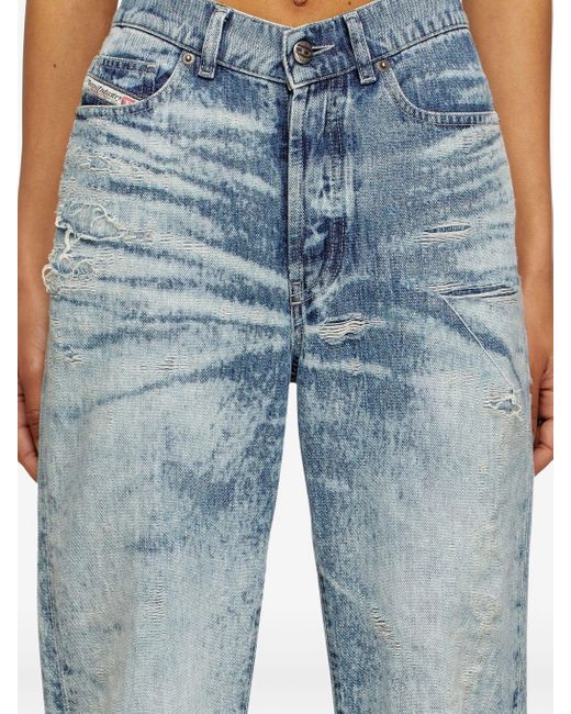DIESEL 1971 D-Sent Gerafelde Jeans Met Acid-Wassing in het Blue