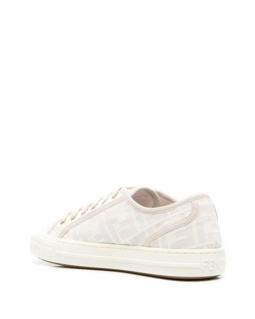 Fendi White Domino Canvas Sneakers