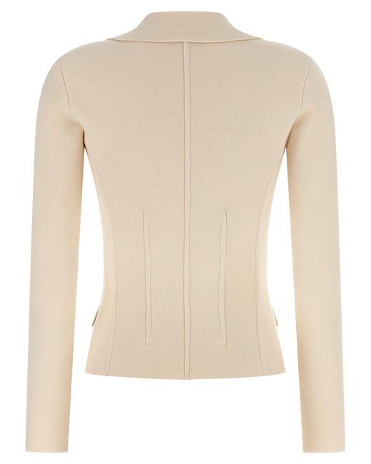 Elisabetta Franchi Natural Fabric-Stitch Wool Blazer