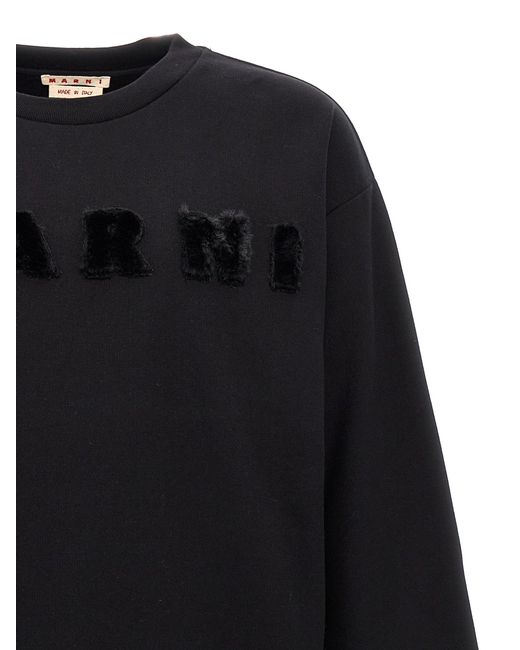 Marni Black Cotton Logo Sweatshirt for men