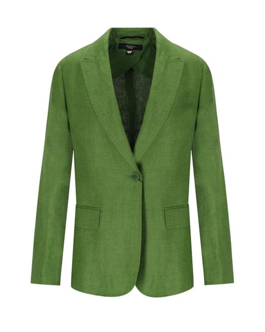 Weekend by Maxmara Green Nalut Single-Breasted Blazer