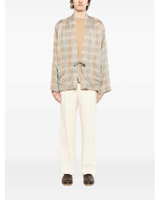 Uma Wang Natural Plaid Jacket
