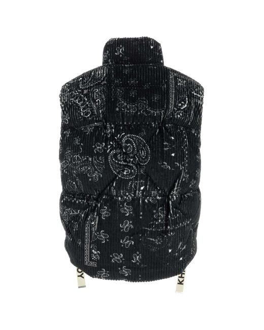Khrisjoy Black Printed Corduroy Oversize Sleeveless Down Jacket