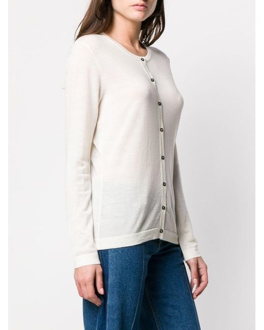 LA ROSE White Button Fitted Cardigan