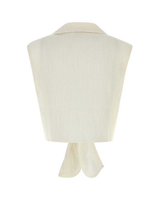 LeKasha Natural Sleeveless Knot Shirt