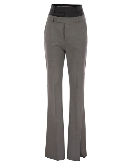 Sportmax Gray Lince Flare Trousers With Customised Double Belt