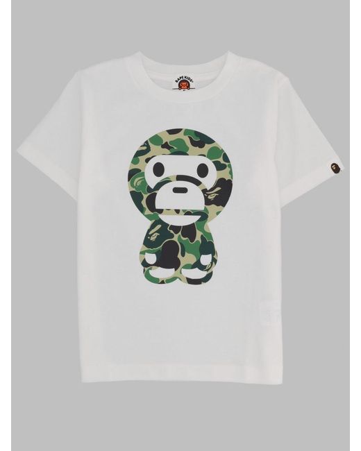 A Bathing Ape White Mini Milo Tee For Kids