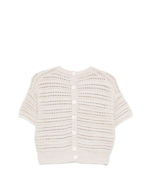 Emporio Armani White Cotton Open-Knit Cardigan