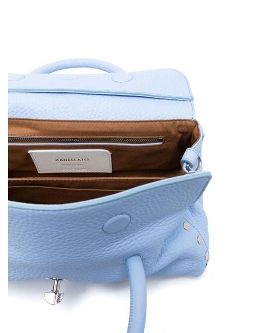 Zanellato Blue Dotta Centauro Small Leather Handbag